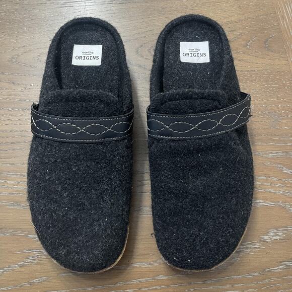 Earth Origins Shoes Mens Size 10 Gray Wool Slip On Comfort Clogs Mules Slippers - Picture 1 of 6